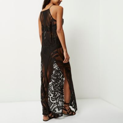 Black lace cover-up maxi dress